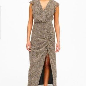 Banana Republic NWT Ruched Maxi Cheetah Dress Size 4.